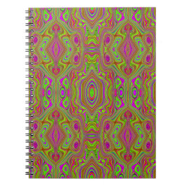 Trippy Retro Chartreuse Magenta Abstrakt Mönster Anteckningsbok