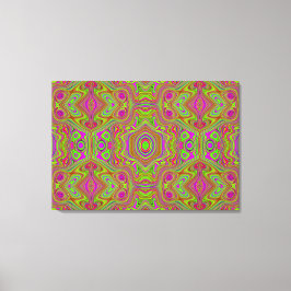 Trippy Retro Chartreuse Magenta Abstrakt Mönster Canvastryck