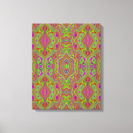 Trippy Retro Chartreuse Magenta Abstrakt Mönster Canvastryck