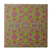 Trippy Retro Chartreuse Magenta Abstrakt Mönster