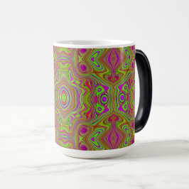 Trippy Retro Chartreuse Magenta Abstrakt Mönster Magisk Mugg