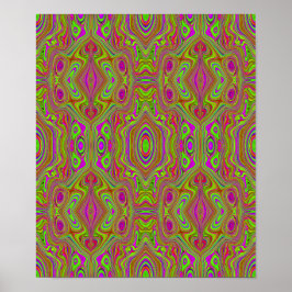 Trippy Retro Chartreuse Magenta Abstrakt Mönster Poster