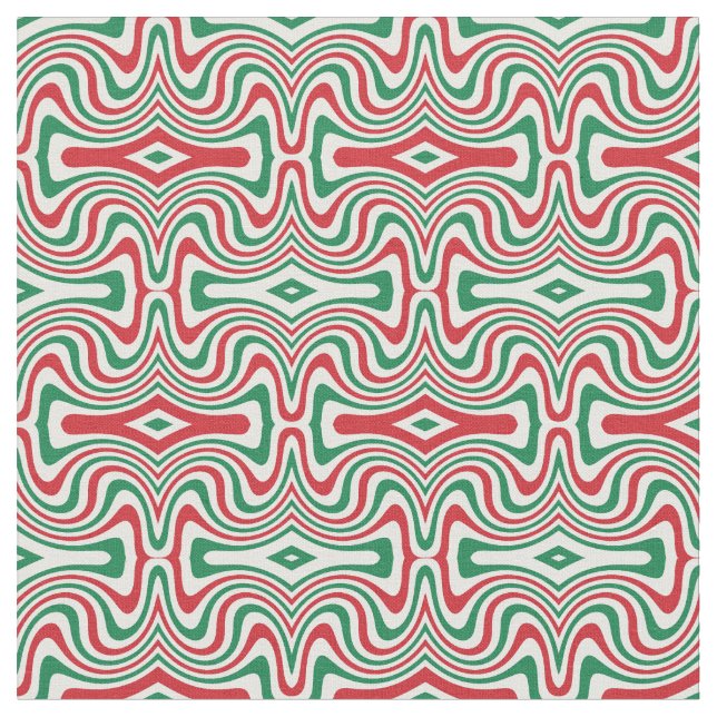 Trippy Retro Groovy Squiggly jul Mönster Tyg (Närbild)