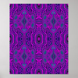 Trippy Retro Magenta och Black Abstrakt Mönster Poster