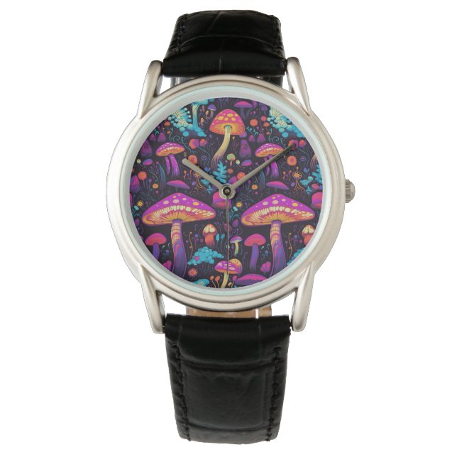 Trippy Retro Mushroom Watch Armbandsur (Framsida)