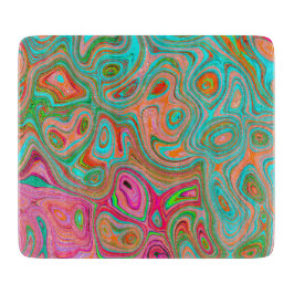 Trippy Retro Orange and Aqua Groovy Abstrakt Art