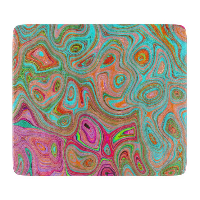 Trippy Retro Orange and Aqua Groovy Abstrakt Art (Framsidan)