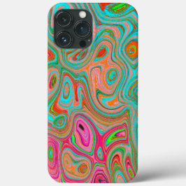 Trippy Retro Orange and Aqua Groovy Abstrakt Art