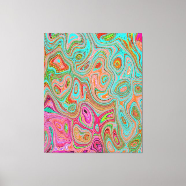 Trippy Retro Orange and Aqua Groovy Abstrakt Art Canvastryck (Framsida)