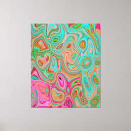 Trippy Retro Orange and Aqua Groovy Abstrakt Art Canvastryck