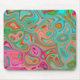 Trippy Retro Orange and Aqua Groovy Abstrakt Art Musmatta