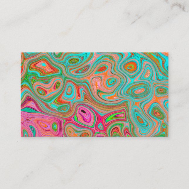 Trippy Retro Orange and Aqua Groovy Abstrakt Art Visitkort (Framsida)