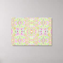 Trippy Retro Rosa and Lime Green Abstrakt Mönster Canvastryck