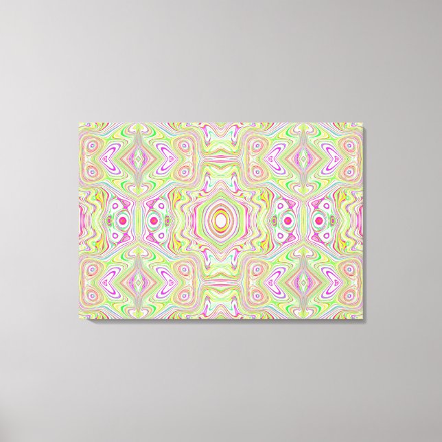 Trippy Retro Rosa and Lime Green Abstrakt Mönster Canvastryck (Framsida)