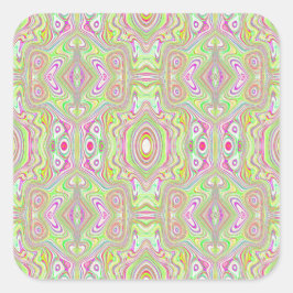 Trippy Retro Rosa and Lime Green Abstrakt Mönster Fyrkantigt Klistermärke