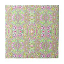 Trippy Retro Rosa and Lime Green Abstrakt Mönster