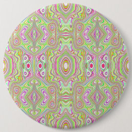 Trippy Retro Rosa and Lime Green Abstrakt Mönster Knapp
