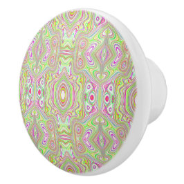 Trippy Retro Rosa and Lime Green Abstrakt Mönster Knopp