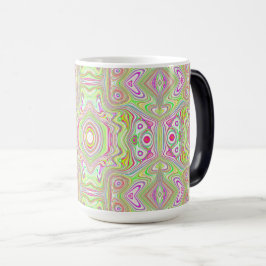 Trippy Retro Rosa and Lime Green Abstrakt Mönster Magisk Mugg