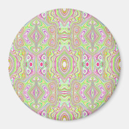 Trippy Retro Rosa and Lime Green Abstrakt Mönster Magnet