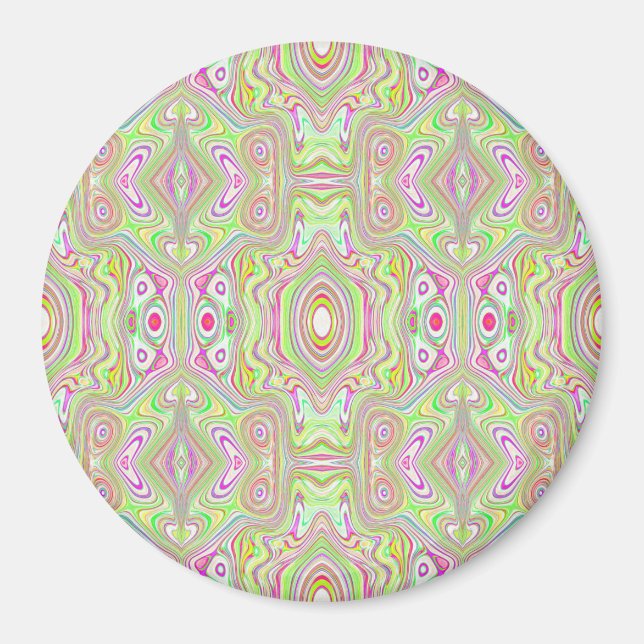 Trippy Retro Rosa and Lime Green Abstrakt Mönster Magnet (Framsidan)