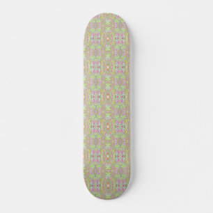 Trippy Retro Rosa and Lime Green Abstrakt Mönster Mini Skateboard Bräda 18,5 Cm