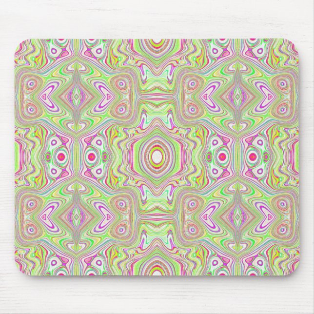 Trippy Retro Rosa and Lime Green Abstrakt Mönster Musmatta (Framsidan)