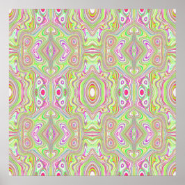 Trippy Retro Rosa and Lime Green Abstrakt Mönster Poster