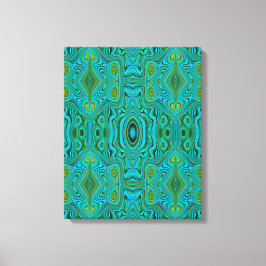 Trippy Retro Turcos Chartreuse Abstrakt Mönster Canvastryck
