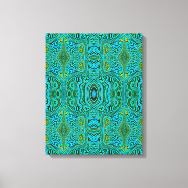 Trippy Retro Turcos Chartreuse Abstrakt Mönster Canvastryck (Framsida)