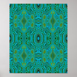Trippy Retro Turcos Chartreuse Abstrakt Mönster Poster