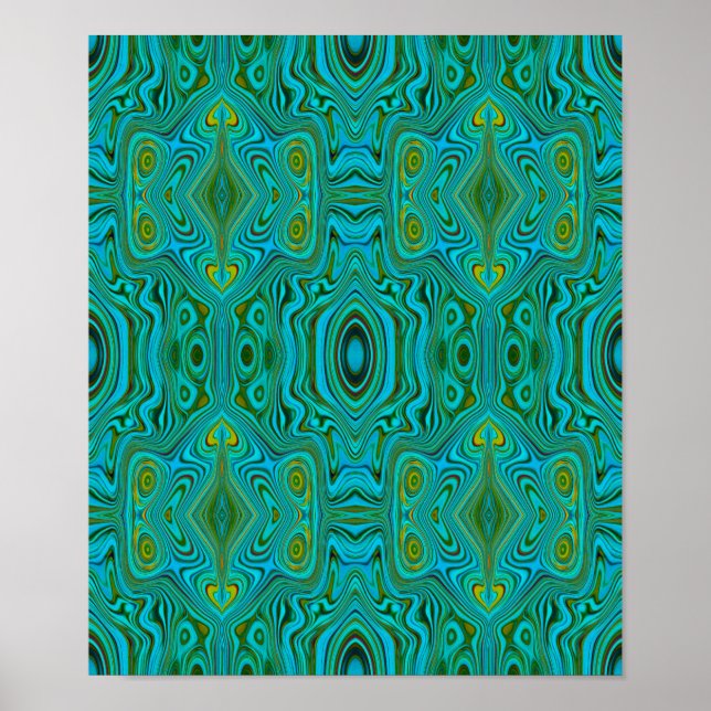 Trippy Retro Turcos Chartreuse Abstrakt Mönster Poster (Framsidan)