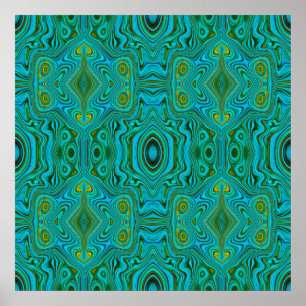 Trippy Retro Turcos Chartreuse Abstrakt Mönster Poster