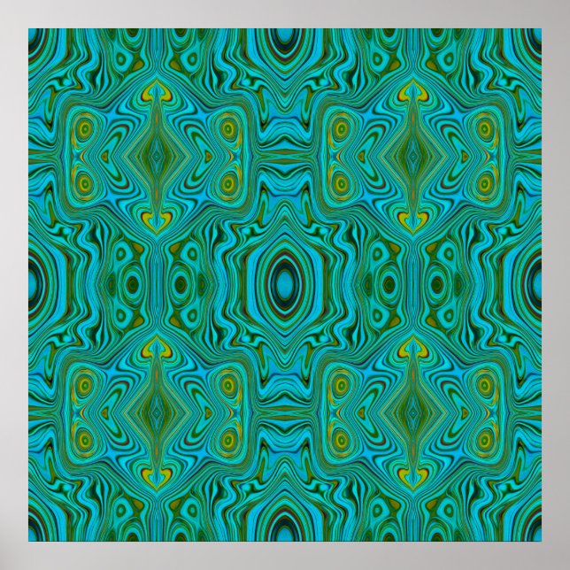 Trippy Retro Turcos Chartreuse Abstrakt Mönster Poster (Framsidan)