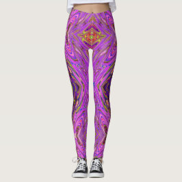 Trippy Rosa and Lila Abstrakt Mönster Leggings