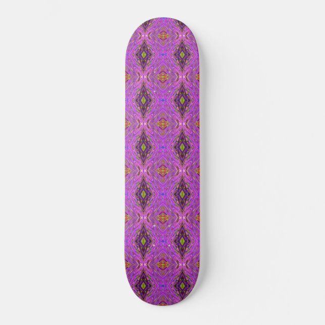 Trippy Rosa and Lila Abstrakt Mönster Mini Skateboard Bräda 18,5 Cm (Framsida)