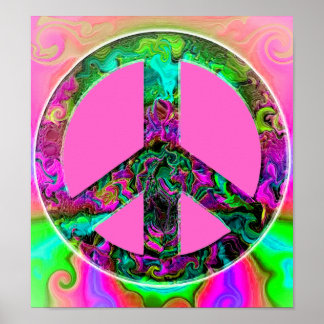 Trippy Rosa Fredstecken Poster