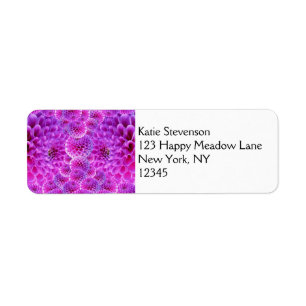 Trippy Rosa PomPom Dahlia Flowers Returadress Etikett