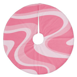 Trippy Rosa Retro Abstrakt Swirl Mönster Julgransmatta Fleece