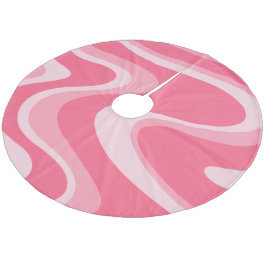 Trippy Rosa Retro Abstrakt Swirl Mönster Julgransmatta Fleece