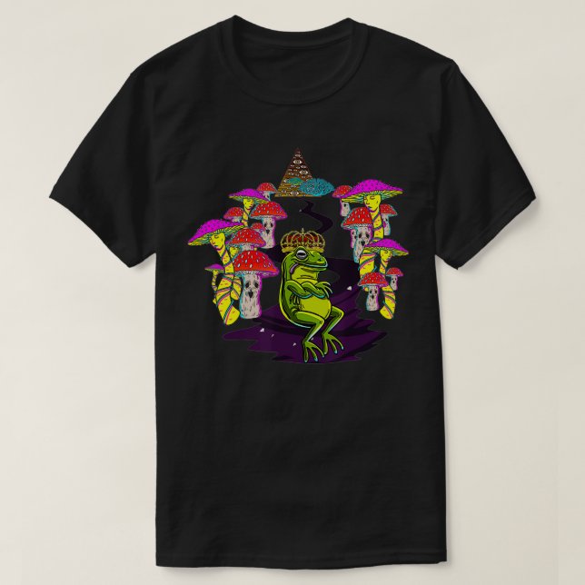 Trippy Royal Kung Frog Svampar Psychedelic Magic T Shirt (Design framsida)