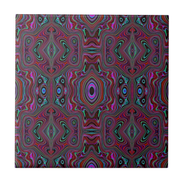 Trippy Seafoam Grönt och Magenta Abstrakt Mönster Kakelplatta (Framsidan)