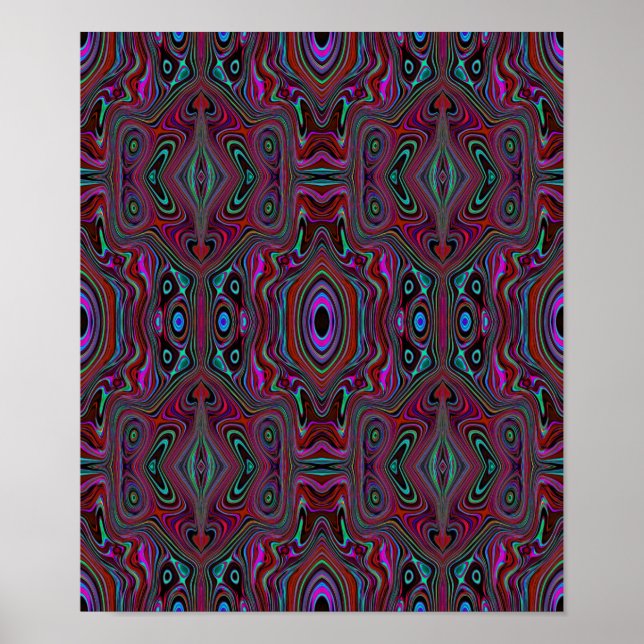 Trippy Seafoam Grönt och Magenta Abstrakt Mönster Poster (Framsidan)