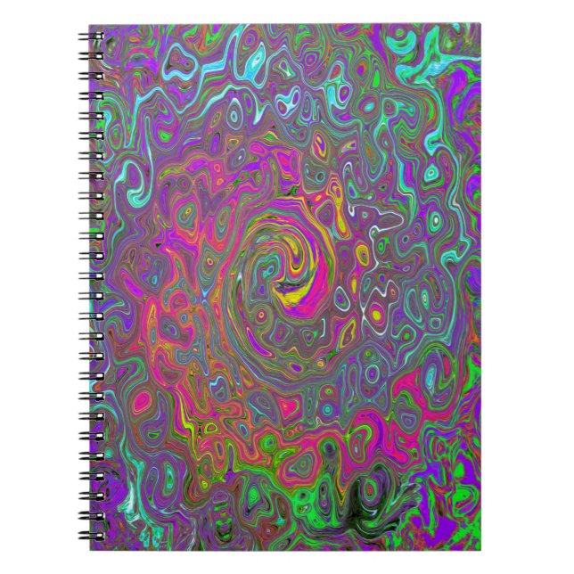 Trippy Shock rosa Abstrakt Retro Liquid Swirl Anteckningsbok (Framsidan)