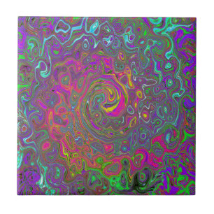 Trippy Shock rosa Abstrakt Retro Liquid Swirl Kakelplatta