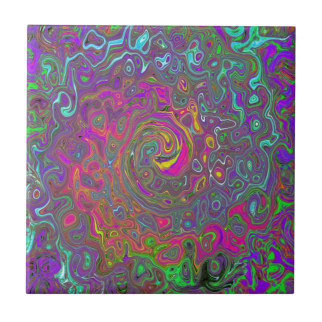 Trippy Shock rosa Abstrakt Retro Liquid Swirl Kakelplatta (Framsidan)