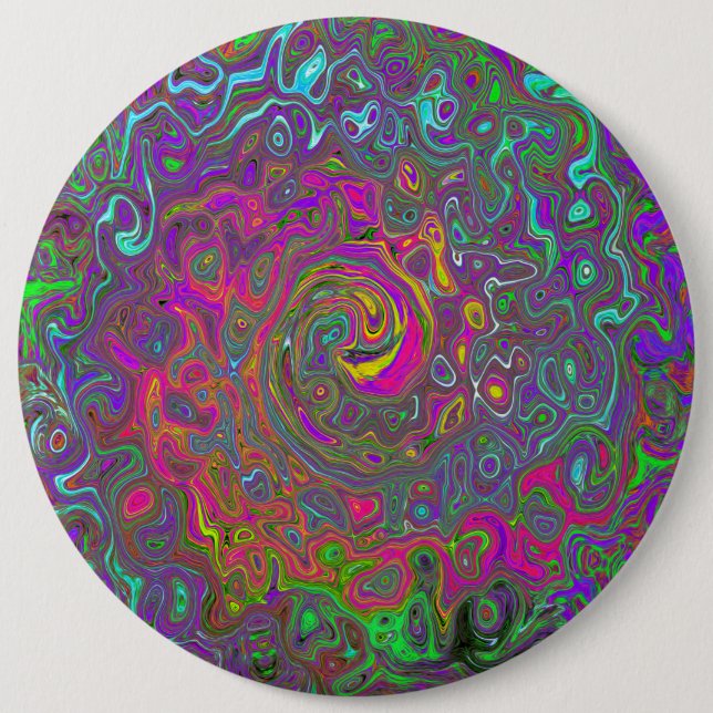 Trippy Shock rosa Abstrakt Retro Liquid Swirl Knapp (Framsida)