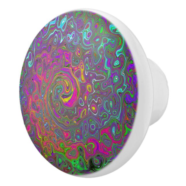 Trippy Shock rosa Abstrakt Retro Liquid Swirl Knopp (Höger)