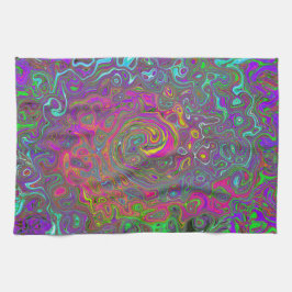 Trippy Shock rosa Abstrakt Retro Liquid Swirl Kökshandduk