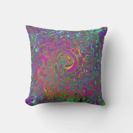 Trippy Shock rosa Abstrakt Retro Liquid Swirl Kudde